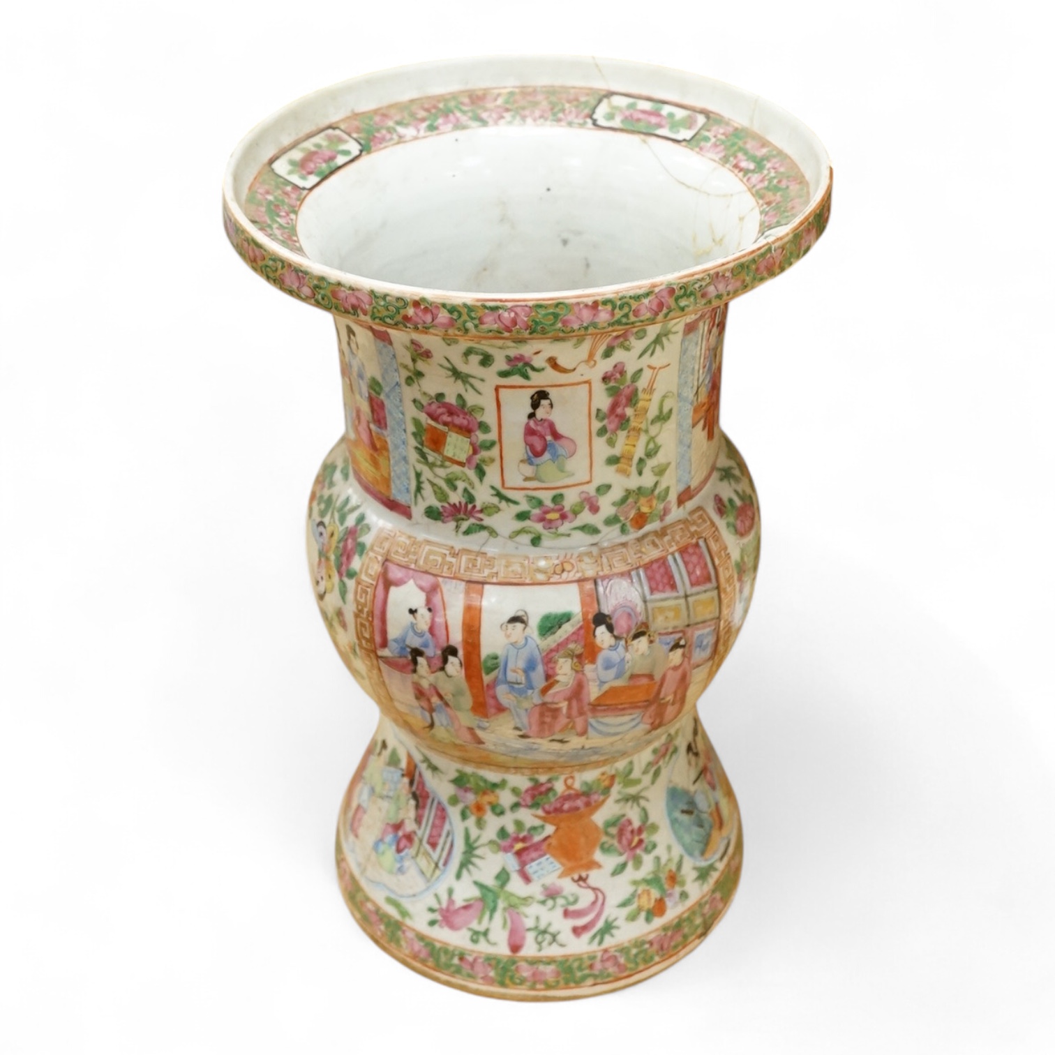 A mid 19th century Chinese famille rose vase, 34cm high (a.f.)